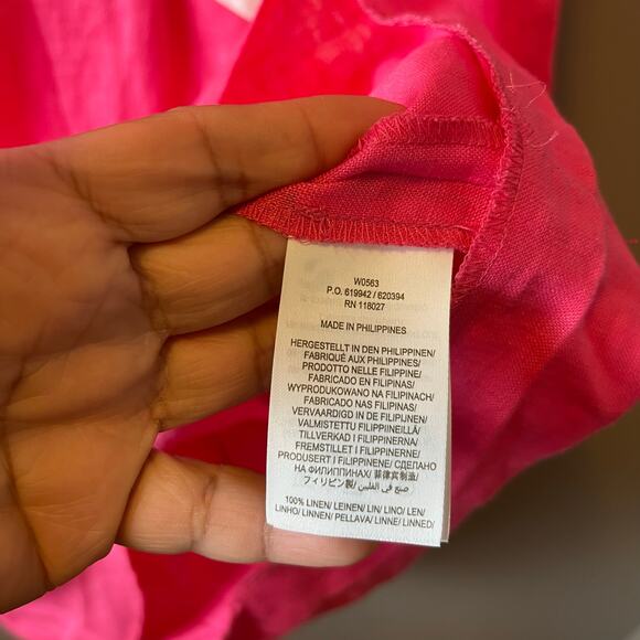 Boden Women's Midi Dress Size 12 Pink 100% Linen A-Line Raw Hem - Picture 7 of 8